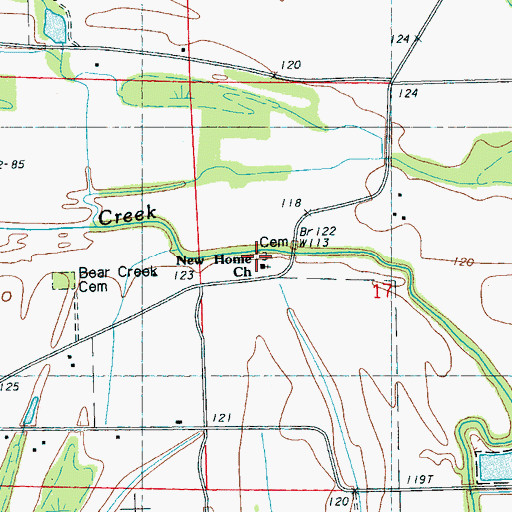 Topographic Map of New Home Church, MS