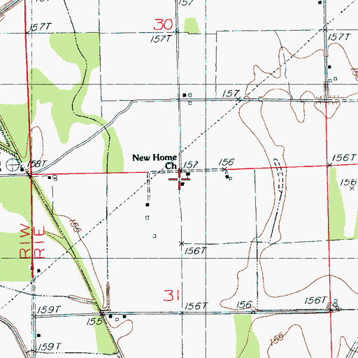 Topographic Map of New Home Church, MS