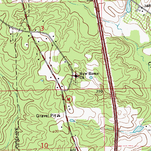 Topographic Map of New Home Church, MS