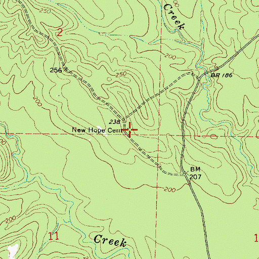 Topographic Map of New Hope Cemetery, MS