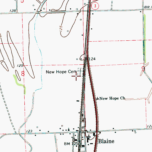 Topographic Map of New Hope Cemetery, MS