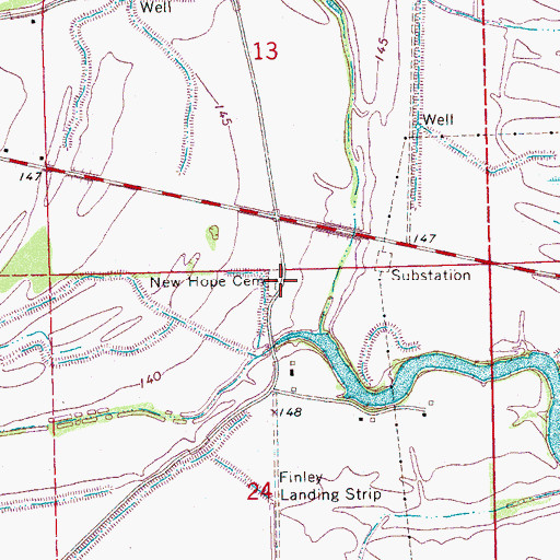 Topographic Map of New Hope Cemetery, MS