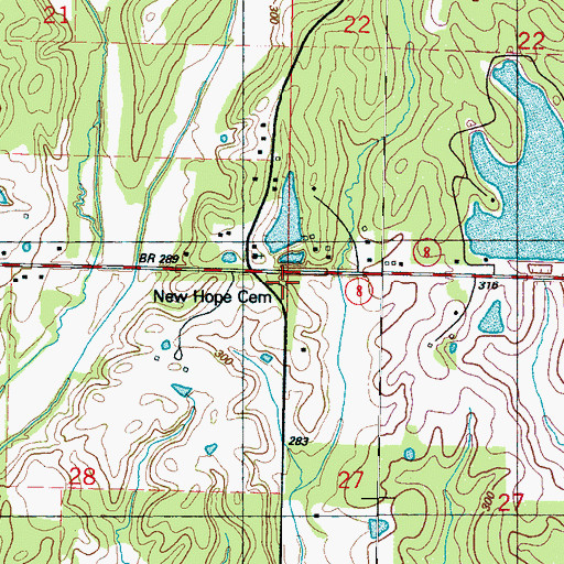 Topographic Map of New Hope Cemetery, MS