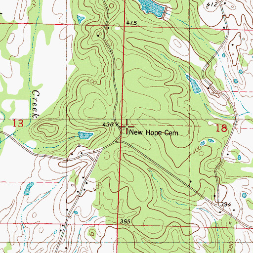 Topographic Map of New Hope Cemetery, MS