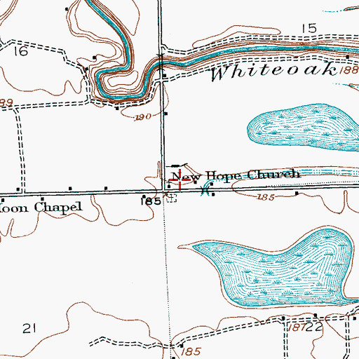 Topographic Map of New Hope Cemetery, MS