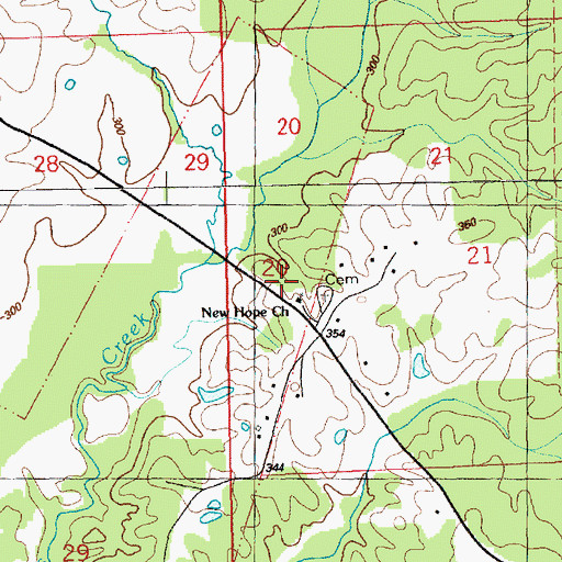 Topographic Map of New Hope Baptist Church, MS