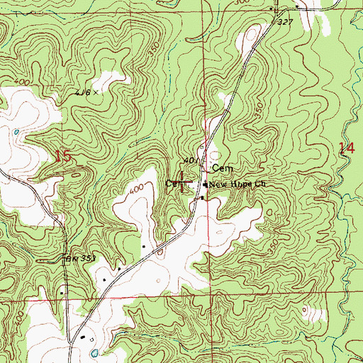 Topographic Map of New Hope Baptist Church, MS