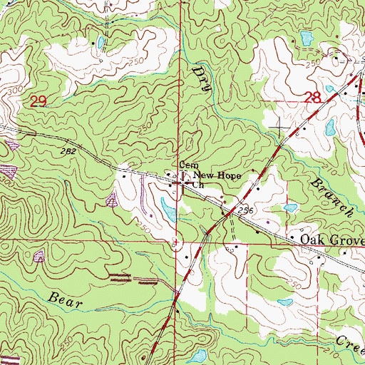 Topographic Map of New Hope Baptist Church, MS