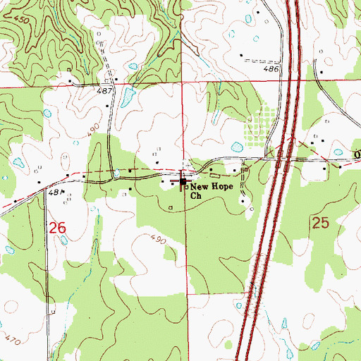 Topographic Map of New Hope Church, MS
