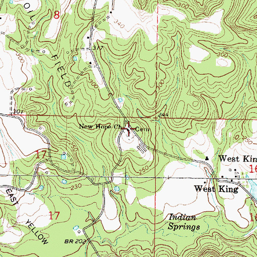 Topographic Map of New Hope Church, MS