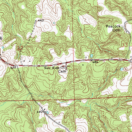 Topographic Map of New Hope Church, MS