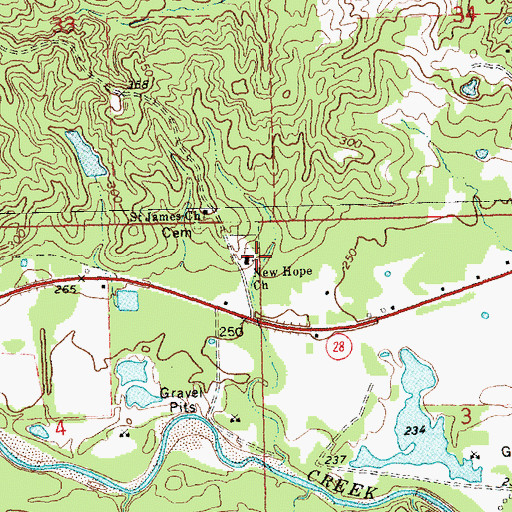 Topographic Map of New Hope Church, MS