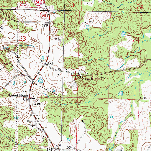 Topographic Map of New Hope Church, MS