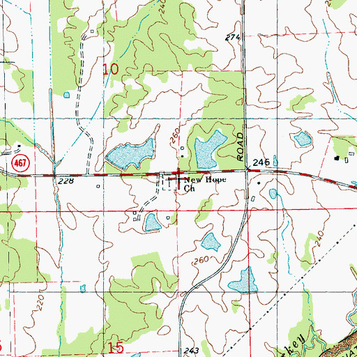Topographic Map of New Hope Church, MS