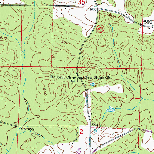 Topographic Map of New Hope Church, MS