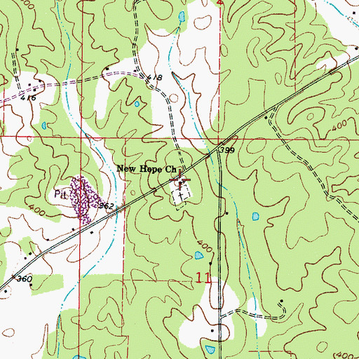 Topographic Map of New Hope Church, MS