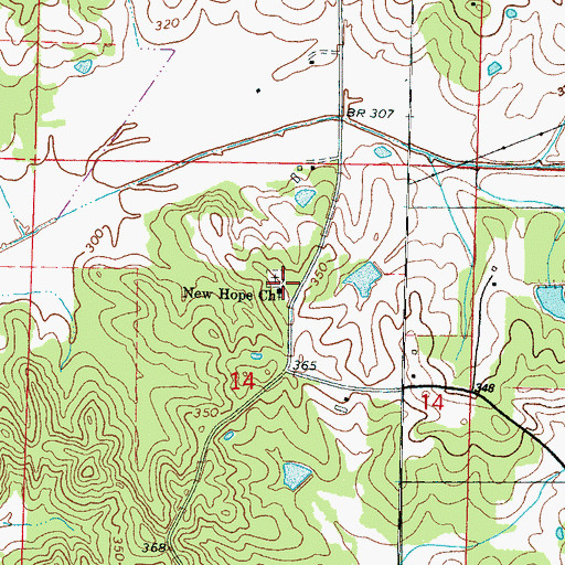 Topographic Map of New Hope Baptist Church, MS