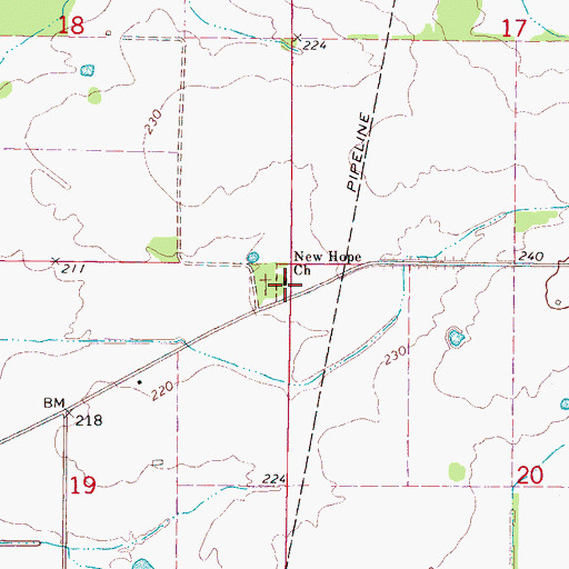 Topographic Map of New Hope Church, MS