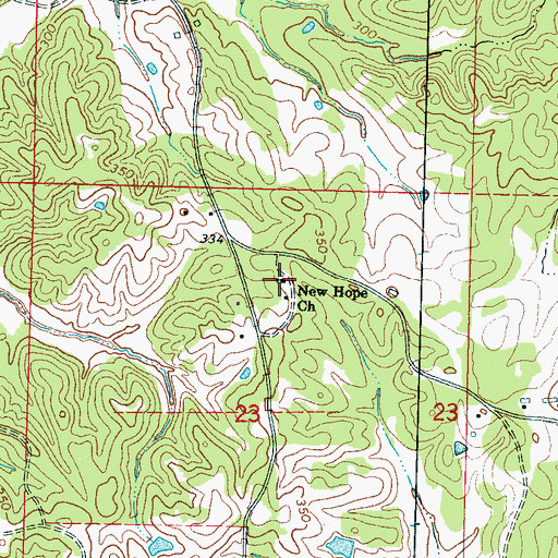 Topographic Map of New Hope Church, MS