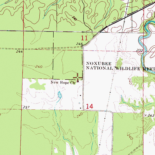 Topographic Map of New Hope Church, MS
