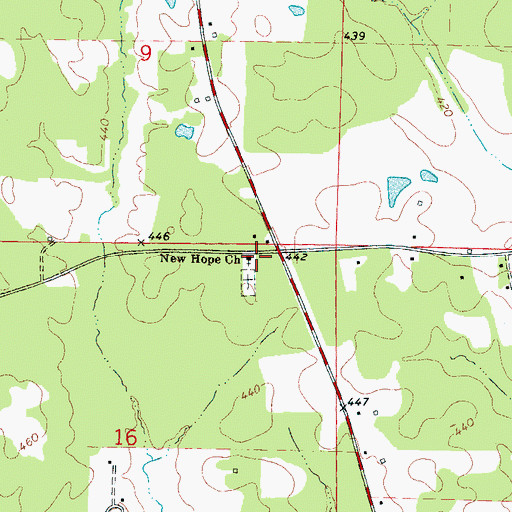 Topographic Map of New Hope Church, MS
