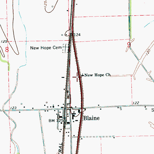 Topographic Map of New Hope Baptist Church, MS