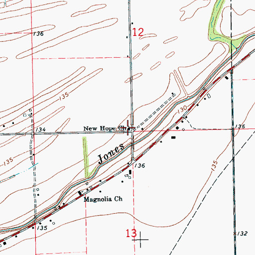 Topographic Map of New Hope Church, MS