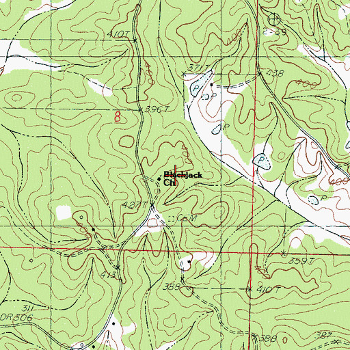 Topographic Map of Blackjack Church, MS