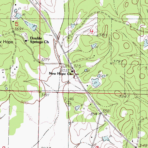 Topographic Map of New Hope Baptist Church, MS