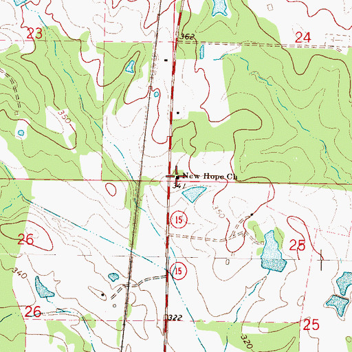 Topographic Map of New Hope Missionary Baptist Church, MS