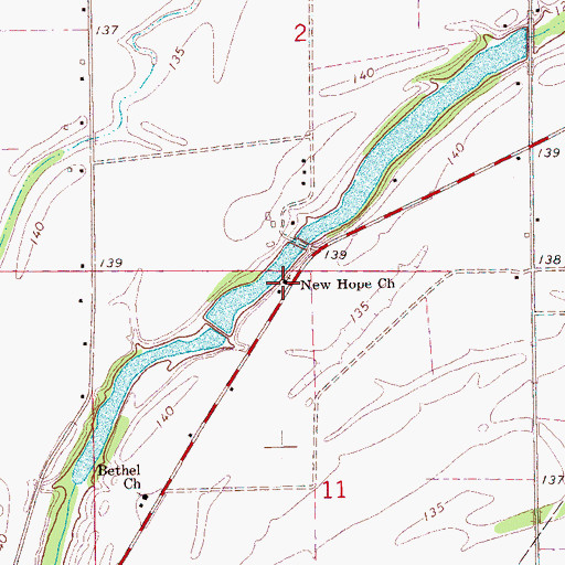 Topographic Map of New Hope Church, MS