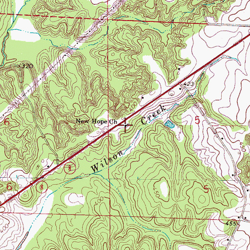 Topographic Map of New Hope Church, MS