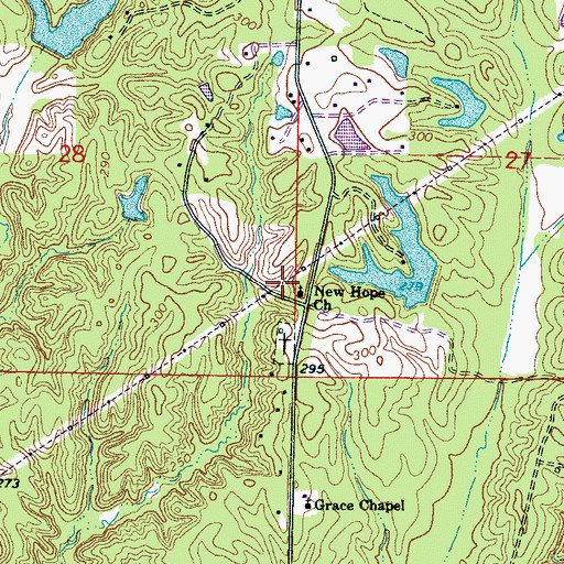 Topographic Map of New Hope Christian Church, MS