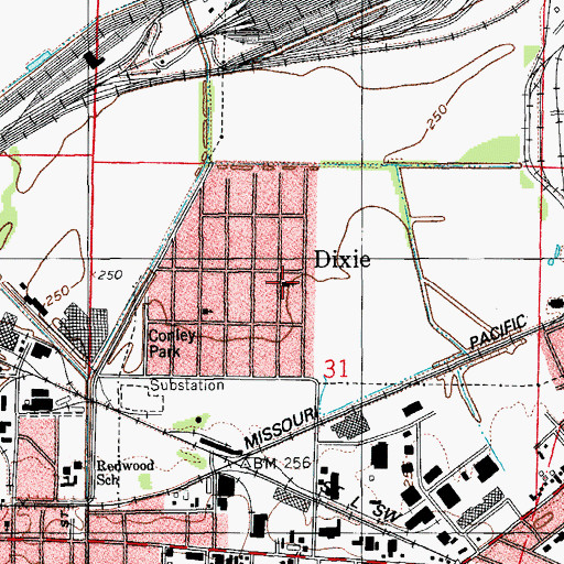 Topographic Map of Dixie Church of Christ, AR