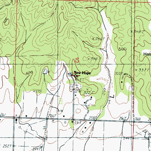 Topographic Map of New Hope Missionary Baptist Church, MS