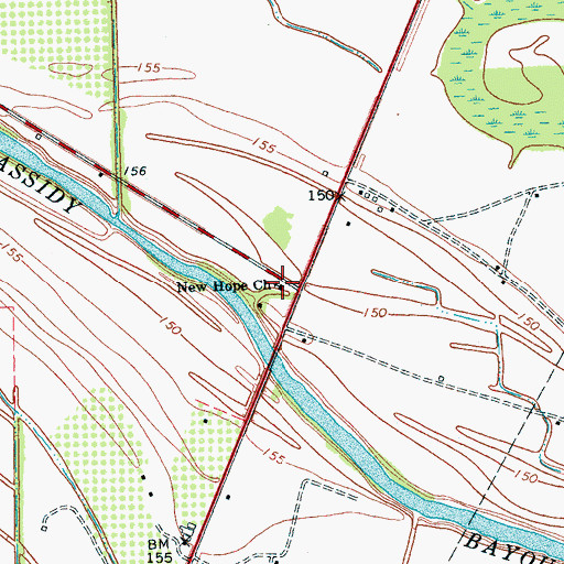 Topographic Map of New Hope Church, MS