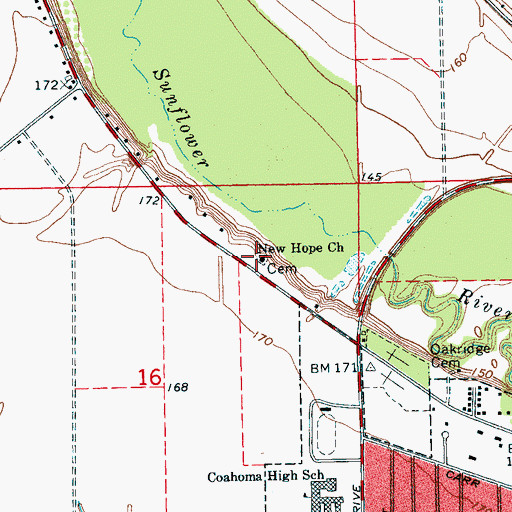 Topographic Map of New Hope Church, MS