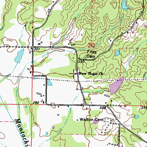 Topographic Map of New Hope Church, MS