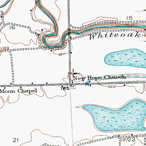 Topographic Map of New Hope Church, MS