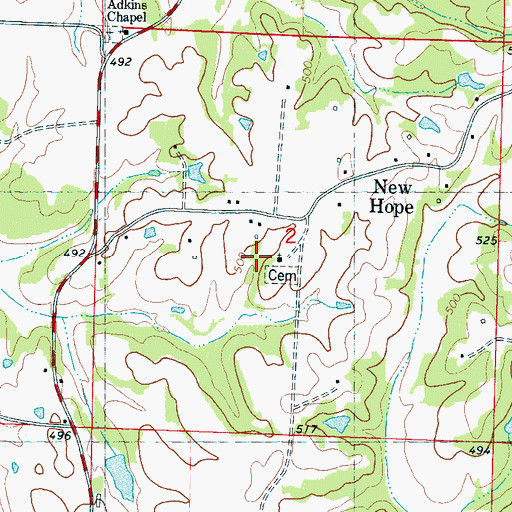 Topographic Map of New Hope Church, MS