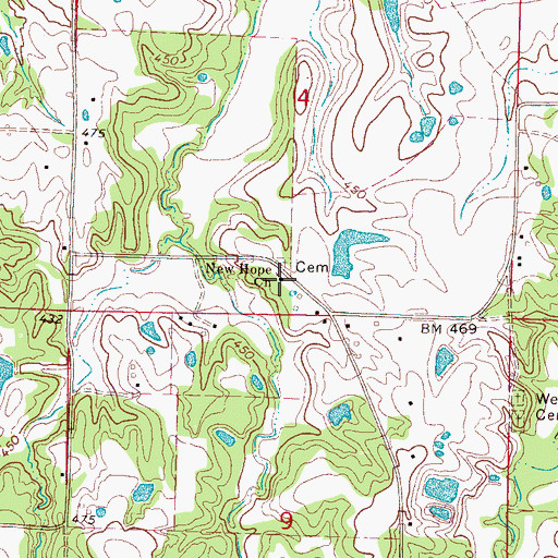 Topographic Map of New Hope Church, MS