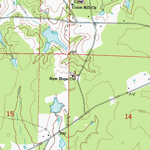 Topographic Map of New Hope Baptist Church, MS