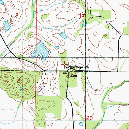 Topographic Map of New Hope School, MS