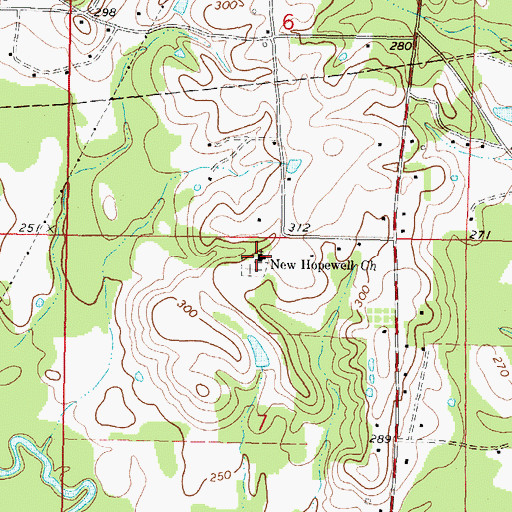 Topographic Map of New Hopewell Church, MS