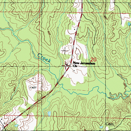 Topographic Map of New Jerusalem Church, MS