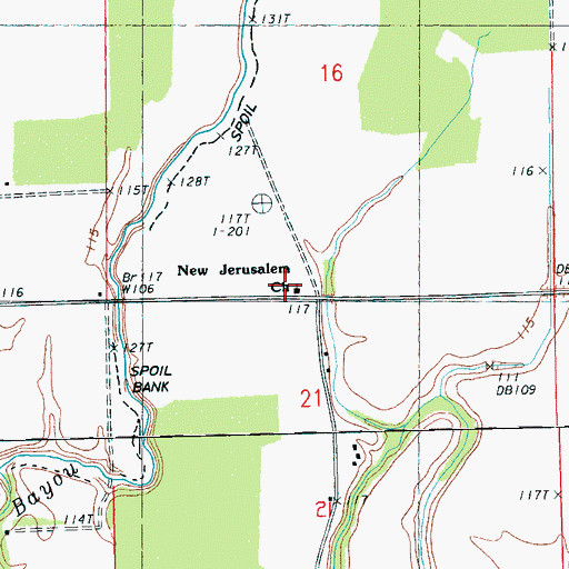 Topographic Map of New Jerusalem Church, MS