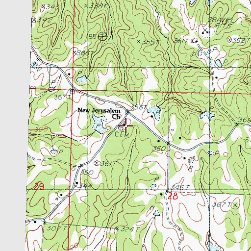 Topographic Map of New Jerusalem Church, MS