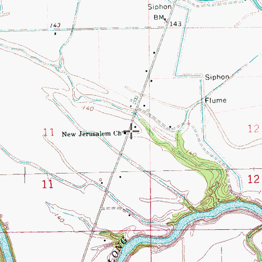 Topographic Map of New Jerusalem Church, MS