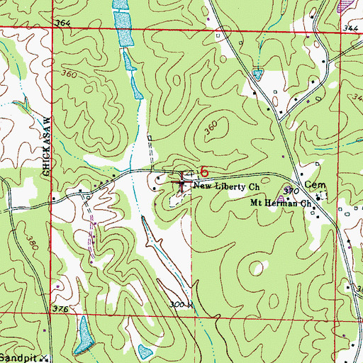 Topographic Map of New Liberty Baptist Church, MS