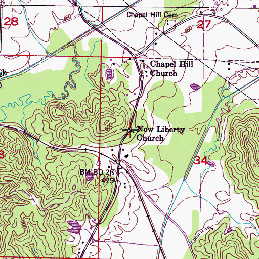 Topographic Map of New Liberty Church, MS